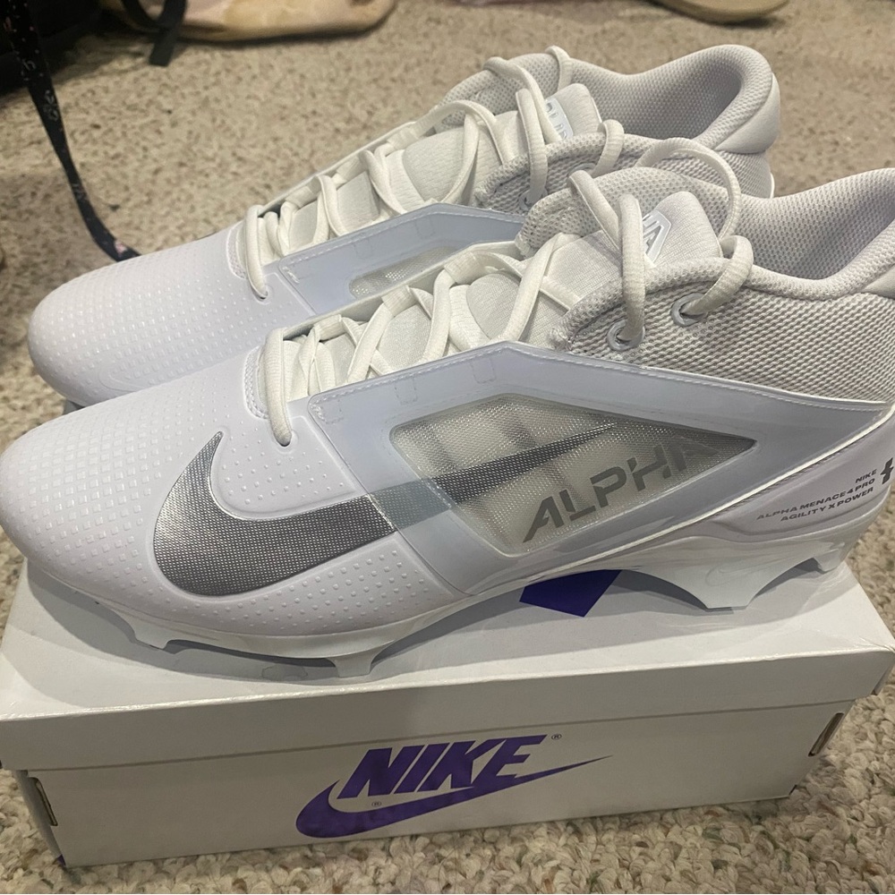 Nike Alpha White and Silver Cleats